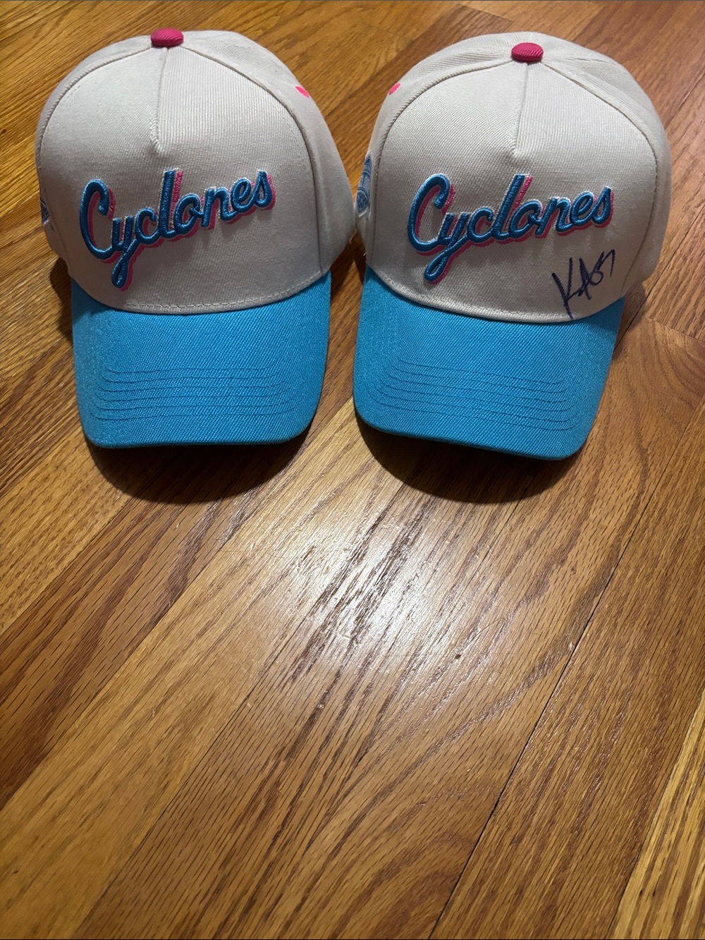 Brooklyn Cyclones Embroidered (2) Baseball Cap in Cream & blue